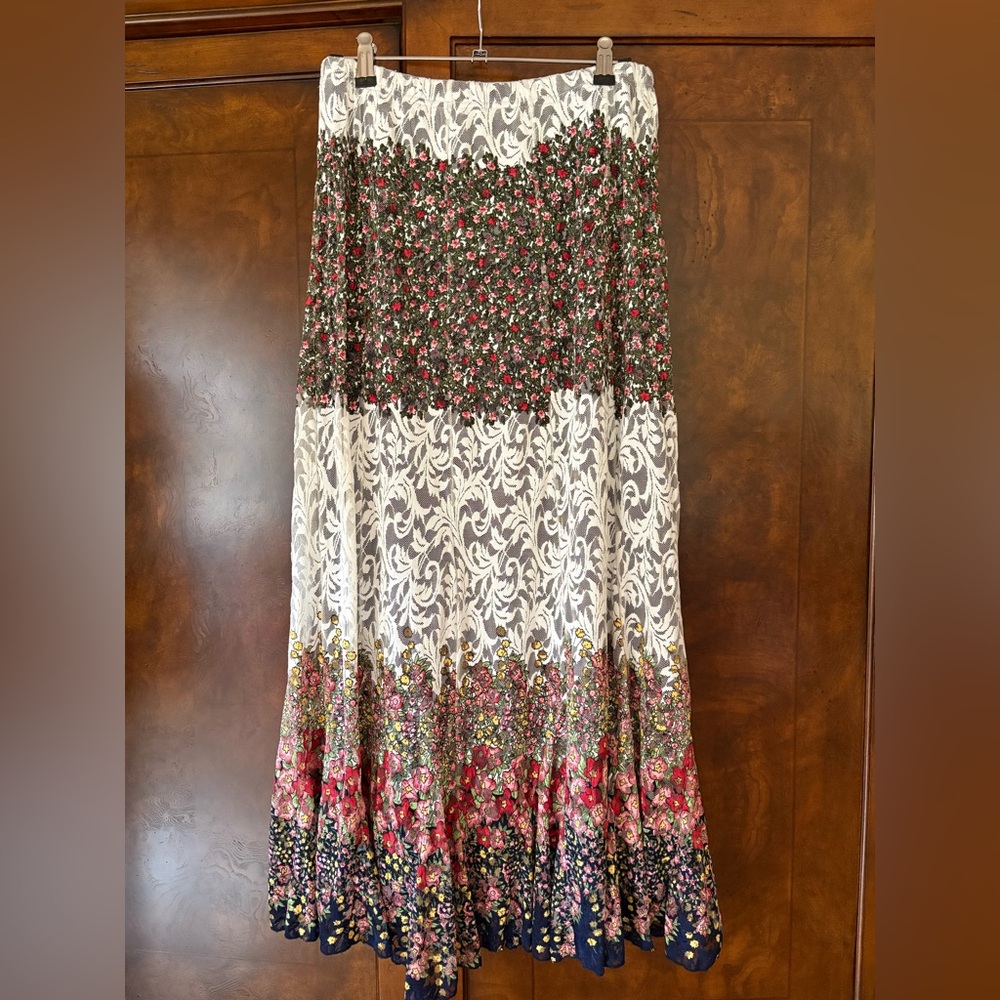 The Pyramid Collection Floral Maxi Skirt - Black, White, Red